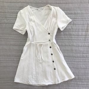 White wrap summer dress with buttons